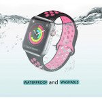 Wholesale Breathable Sport Strap Wristband Replacement for Apple Watch Series 9/8/7/6/5/4/3/2/1/SE - 41MM/40MM/38MM (Black Pink)